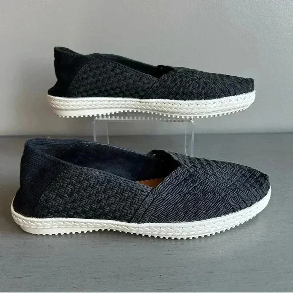 BM Bernie Mev. Woven Loafer Slip On Size 40 US 9 Black Flat Comfort White Sole - Picture 9 of 11